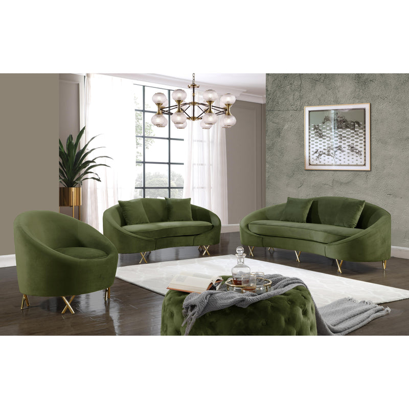 Meridian Serpentine Olive Velvet Loveseat IMAGE 5