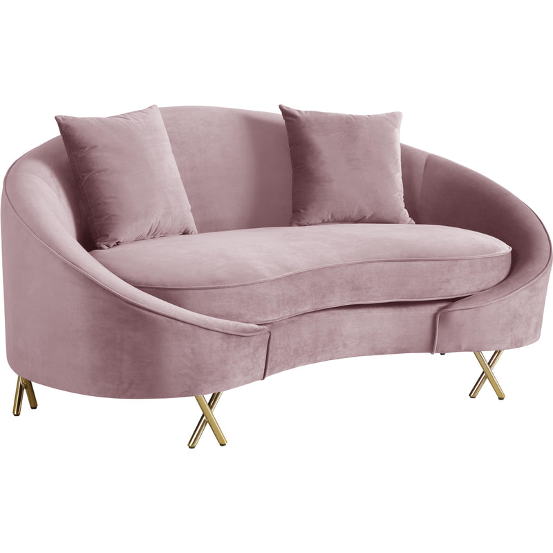 Meridian Serpentine Pink Velvet Loveseat IMAGE 1