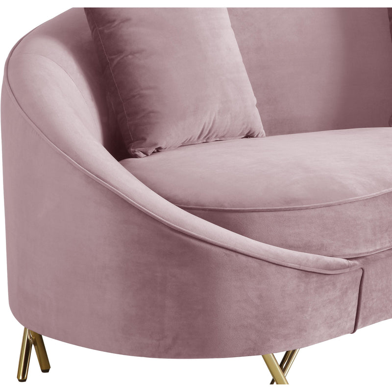 Meridian Serpentine Pink Velvet Loveseat IMAGE 3