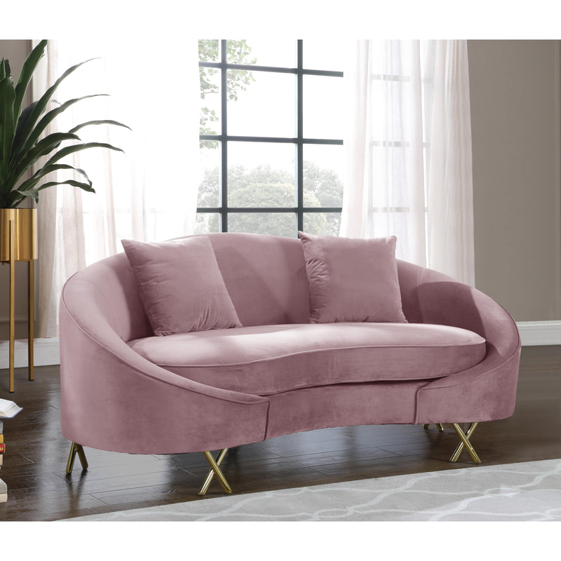 Meridian Serpentine Pink Velvet Loveseat IMAGE 5