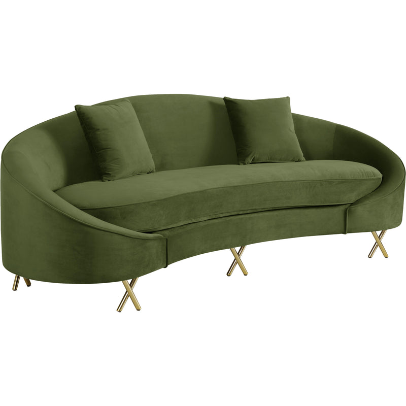 Meridian Serpentine Olive Velvet Sofa IMAGE 1