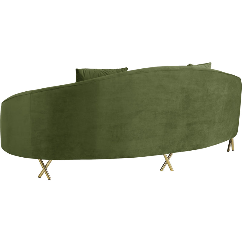 Meridian Serpentine Olive Velvet Sofa IMAGE 2