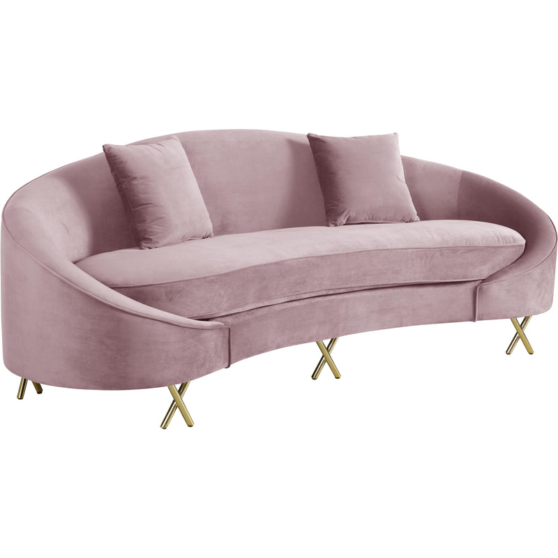 Meridian Serpentine Pink Velvet Sofa IMAGE 1