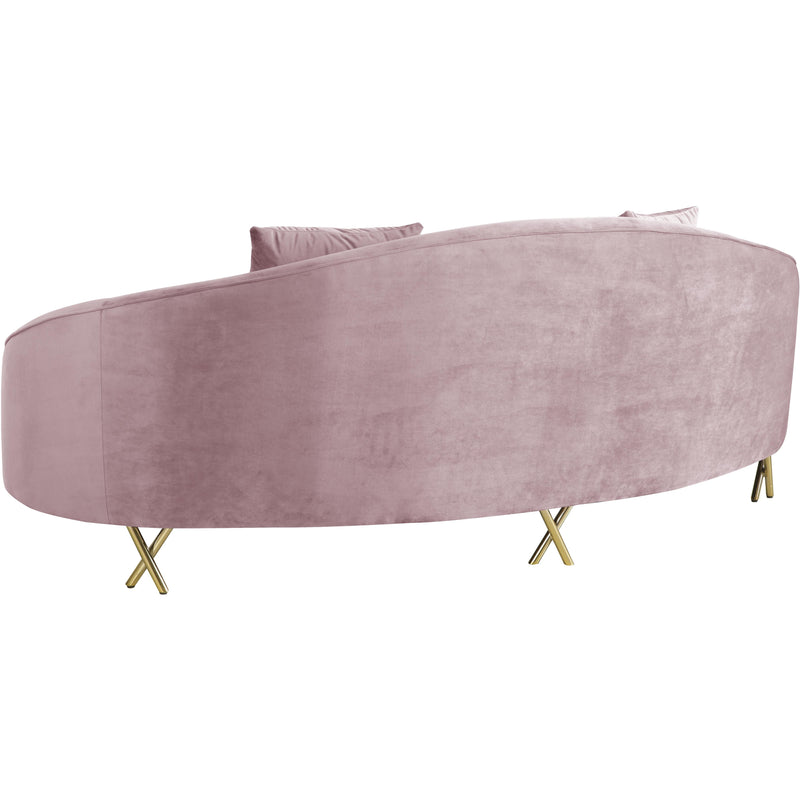 Meridian Serpentine Pink Velvet Sofa IMAGE 2