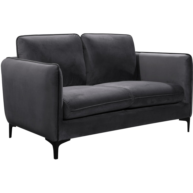 Meridian Poppy Grey Velvet Loveseat IMAGE 1