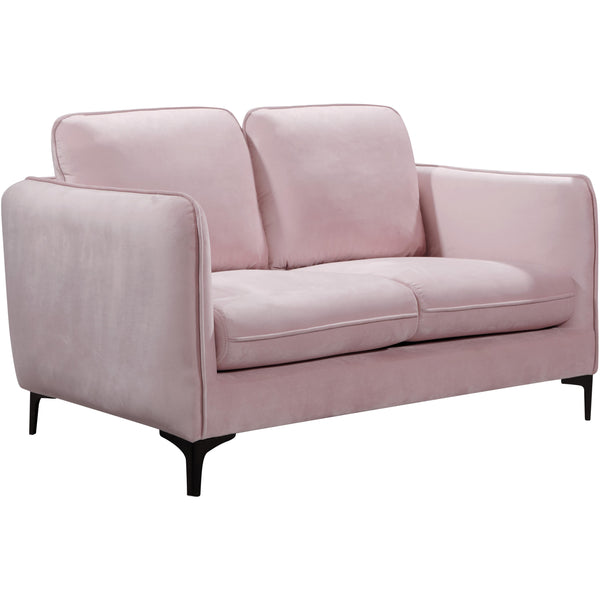 Meridian Poppy Pink Velvet Loveseat IMAGE 1