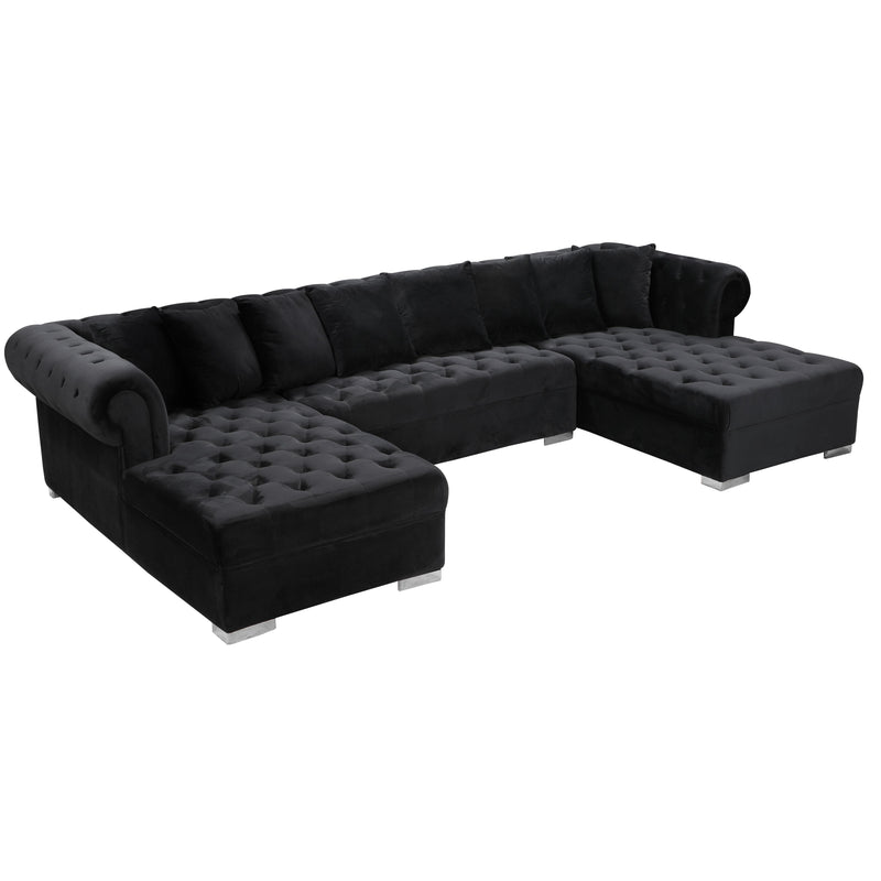 Meridian Presley Black Velvet 3pc. Sectional IMAGE 2