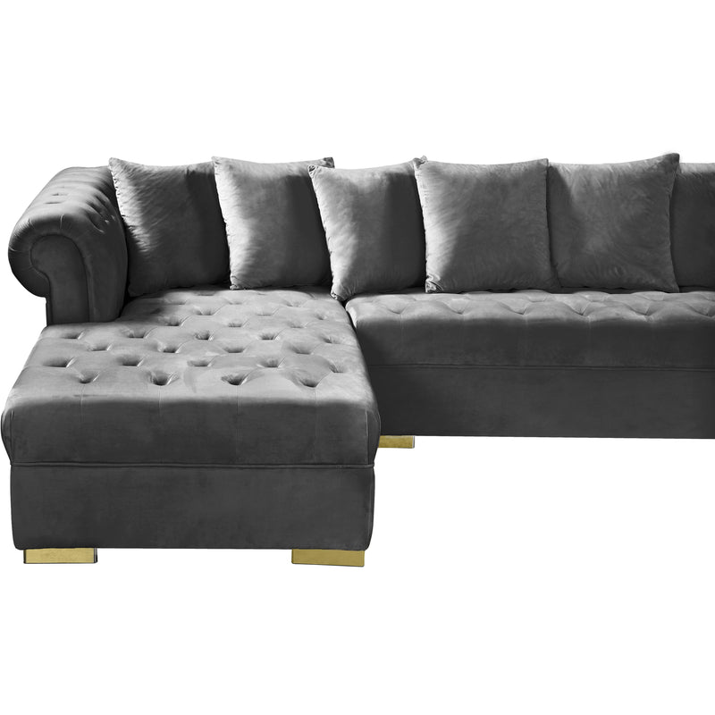 Meridian Presley Grey Velvet 3pc. Sectional IMAGE 11