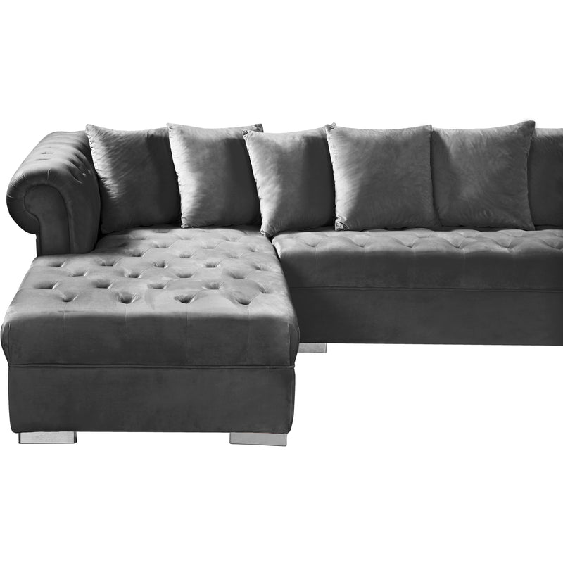 Meridian Presley Grey Velvet 3pc. Sectional IMAGE 12