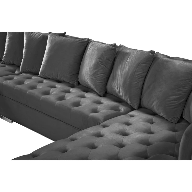 Meridian Presley Grey Velvet 3pc. Sectional IMAGE 13