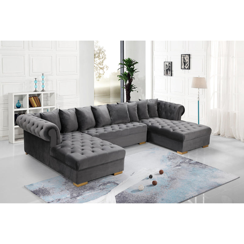 Meridian Presley Grey Velvet 3pc. Sectional IMAGE 15