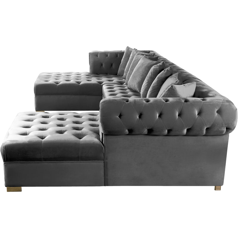 Meridian Presley Grey Velvet 3pc. Sectional IMAGE 5