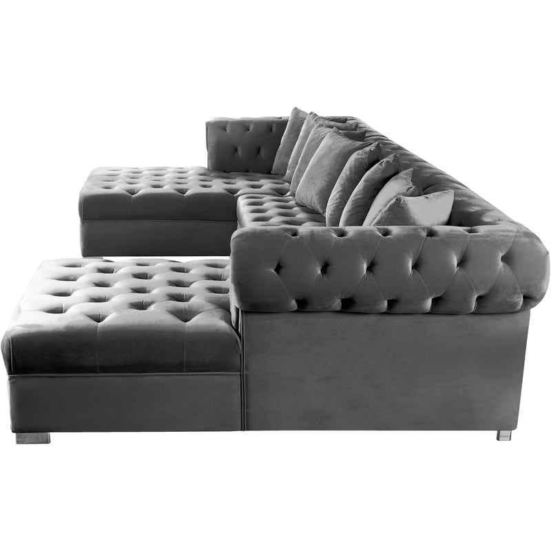 Meridian Presley Grey Velvet 3pc. Sectional IMAGE 6