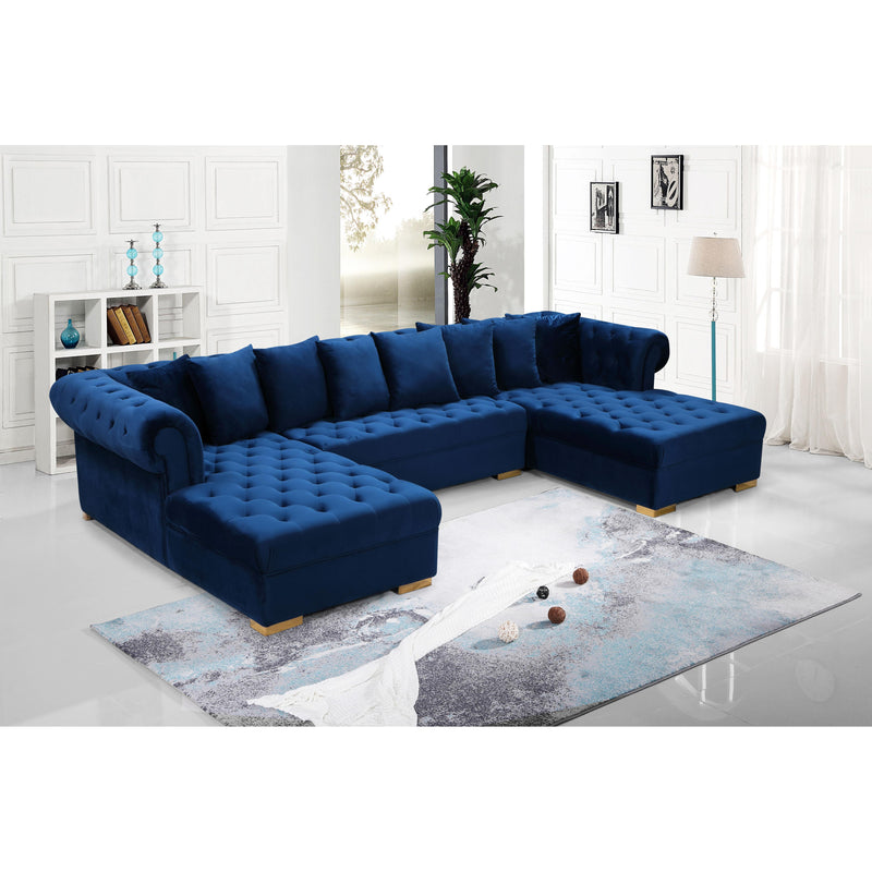 Meridian Presley Navy Velvet 3pc. Sectional IMAGE 15