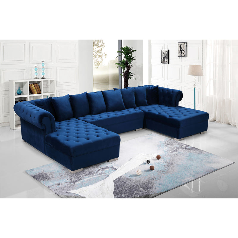 Meridian Presley Navy Velvet 3pc. Sectional IMAGE 16