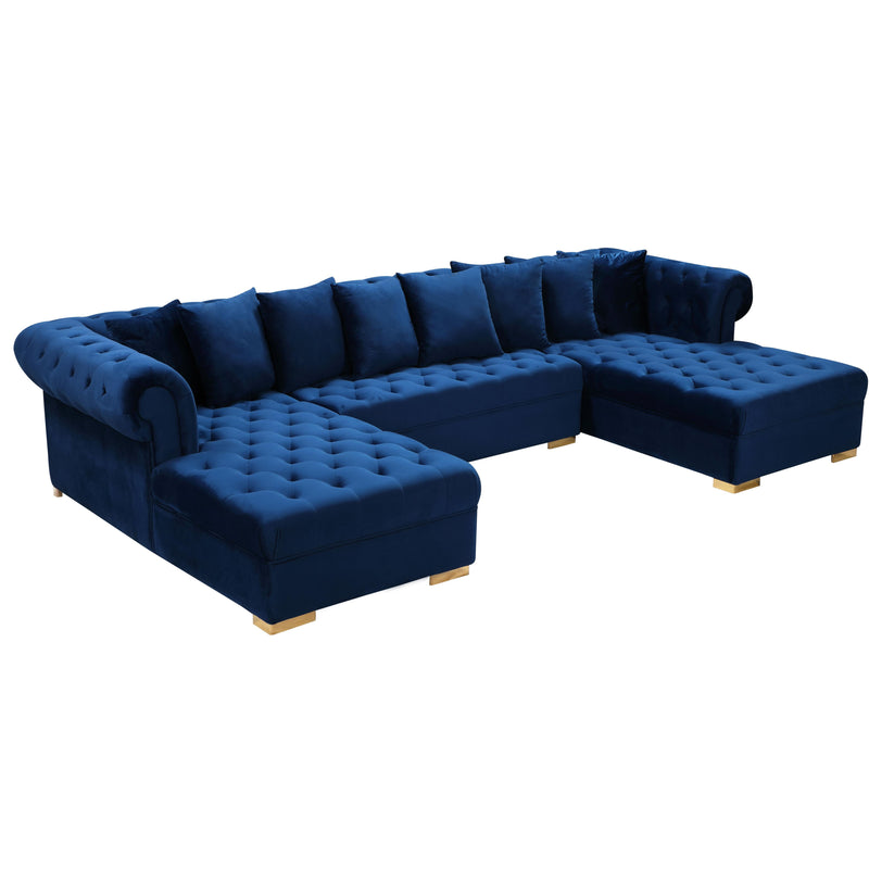 Meridian Presley Navy Velvet 3pc. Sectional IMAGE 1