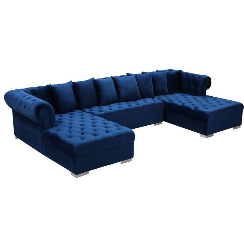 Meridian Presley Navy Velvet 3pc. Sectional IMAGE 2