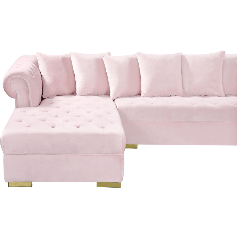 Meridian Presley Pink Velvet 3pc. Sectional IMAGE 11