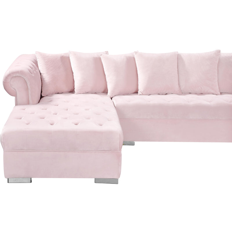 Meridian Presley Pink Velvet 3pc. Sectional IMAGE 12