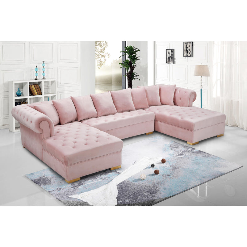 Meridian Presley Pink Velvet 3pc. Sectional IMAGE 15