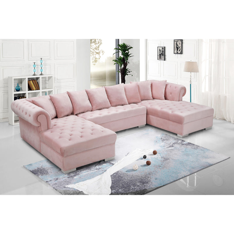 Meridian Presley Pink Velvet 3pc. Sectional IMAGE 16