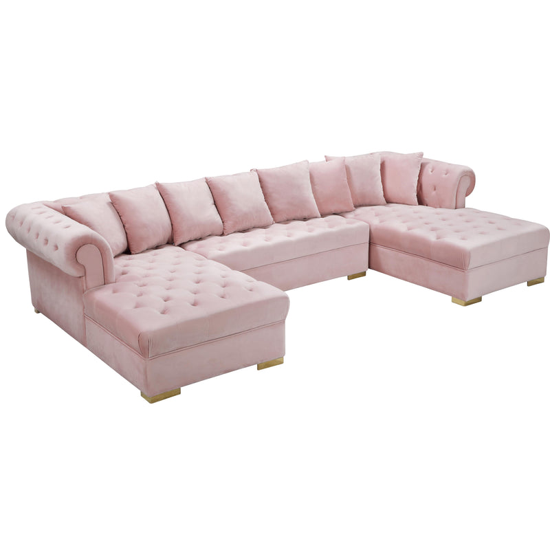 Meridian Presley Pink Velvet 3pc. Sectional IMAGE 1