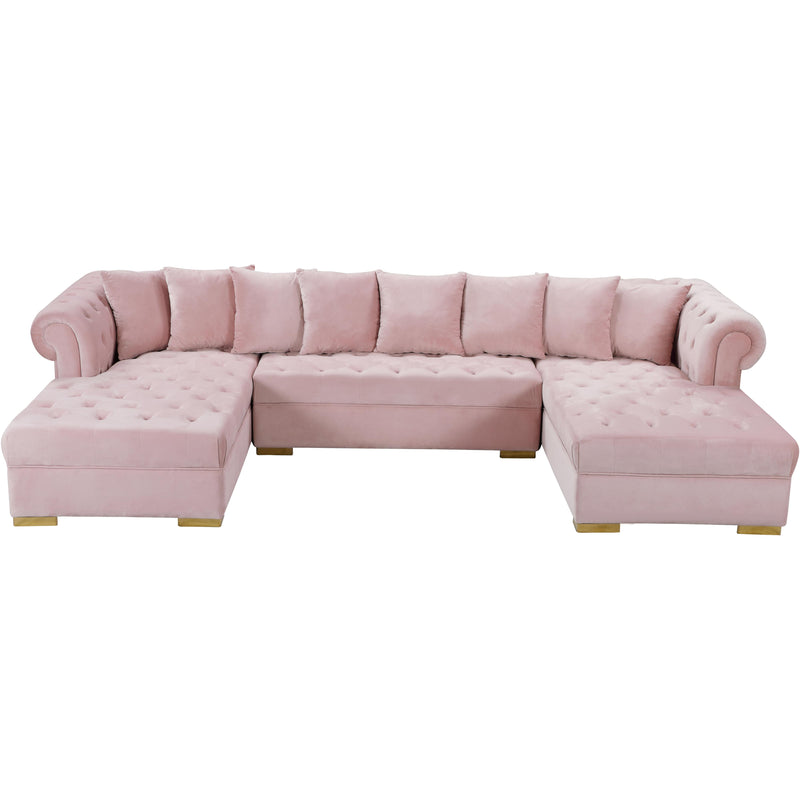 Meridian Presley Pink Velvet 3pc. Sectional IMAGE 3