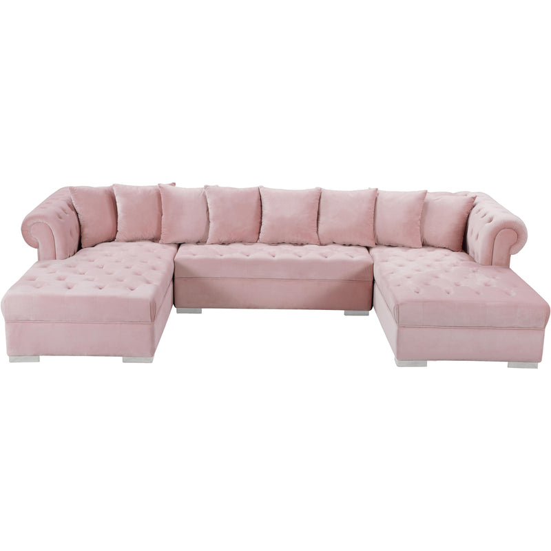 Meridian Presley Pink Velvet 3pc. Sectional IMAGE 4