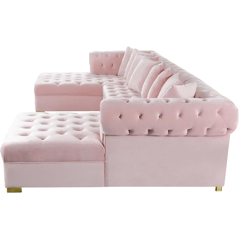 Meridian Presley Pink Velvet 3pc. Sectional IMAGE 5