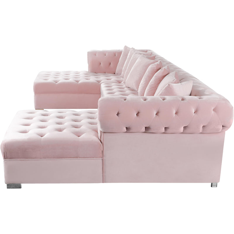 Meridian Presley Pink Velvet 3pc. Sectional IMAGE 6