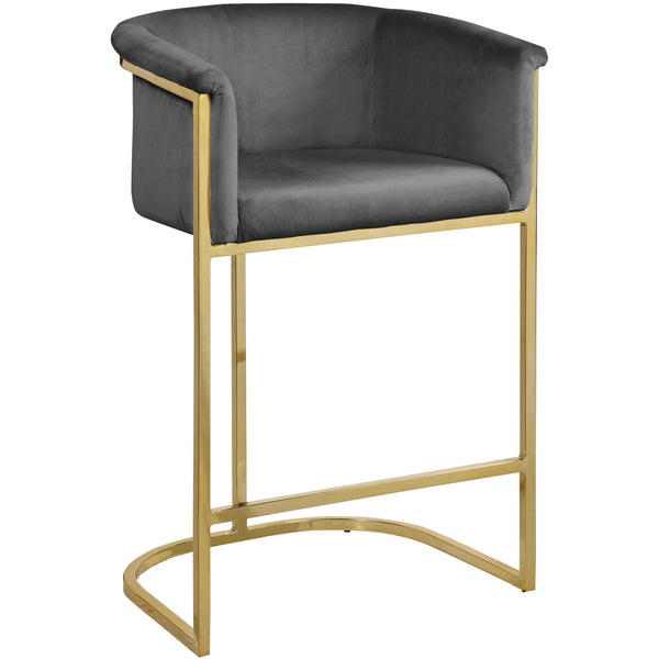 Meridian Donatella Grey Velvet Stool IMAGE 1