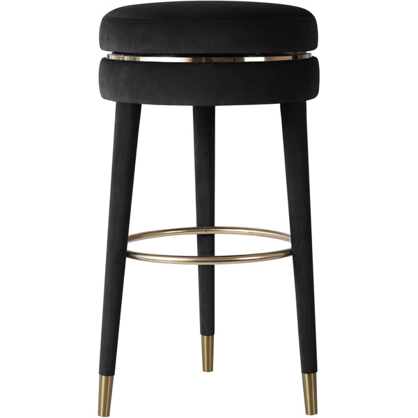 Meridian Coral Black Velvet Counter Stool IMAGE 1