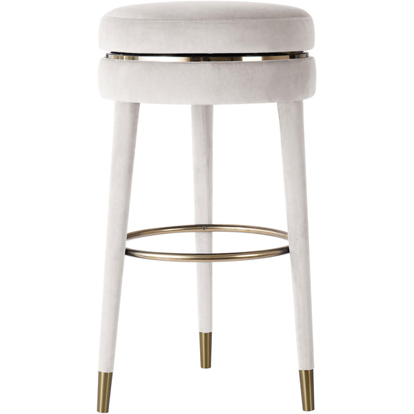 Meridian Coral Cream Velvet Counter Stool IMAGE 1