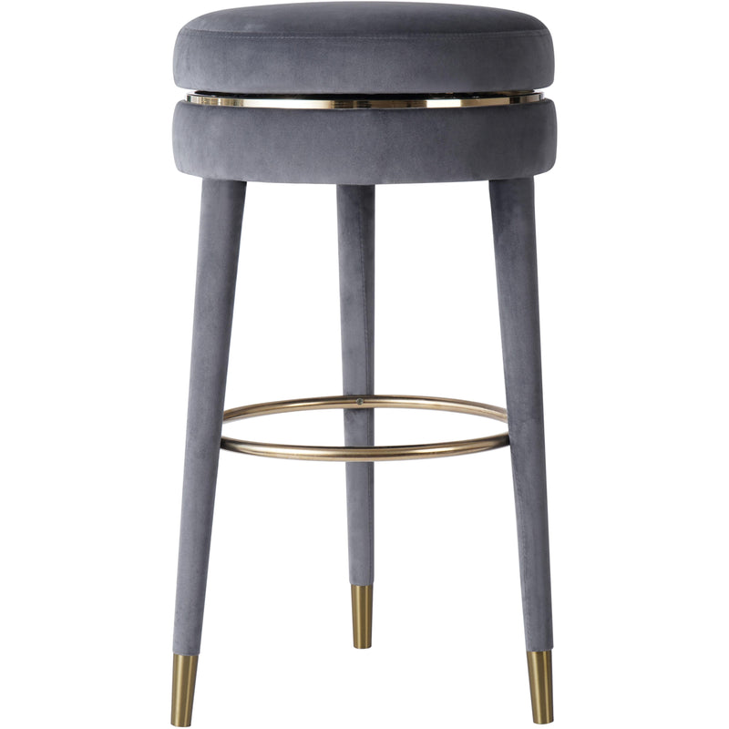 Meridian Coral Grey Velvet Counter Stool IMAGE 1