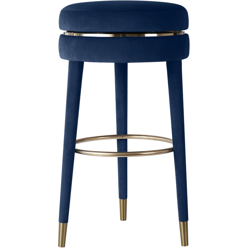 Meridian Coral Navy Velvet Counter Stool IMAGE 1