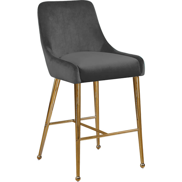 Meridian Owen Grey Velvet Stool IMAGE 1