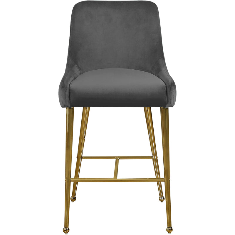 Meridian Owen Grey Velvet Stool IMAGE 2