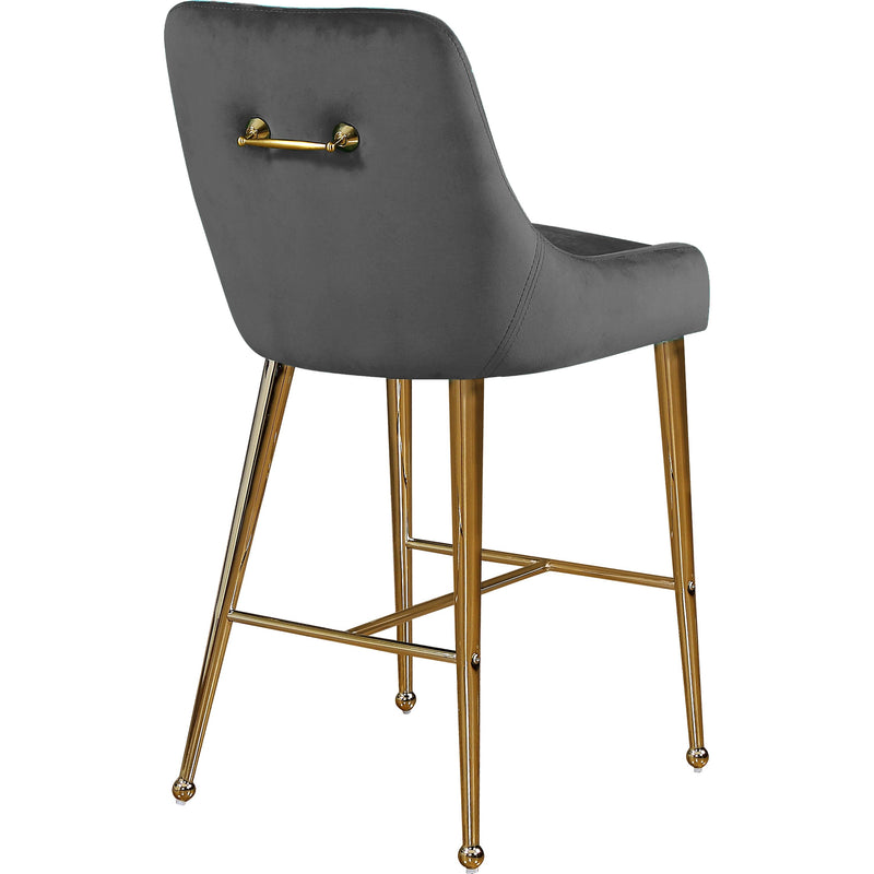 Meridian Owen Grey Velvet Stool IMAGE 3