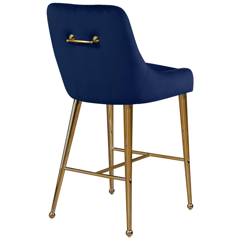 Meridian Owen Navy Velvet Stool IMAGE 3