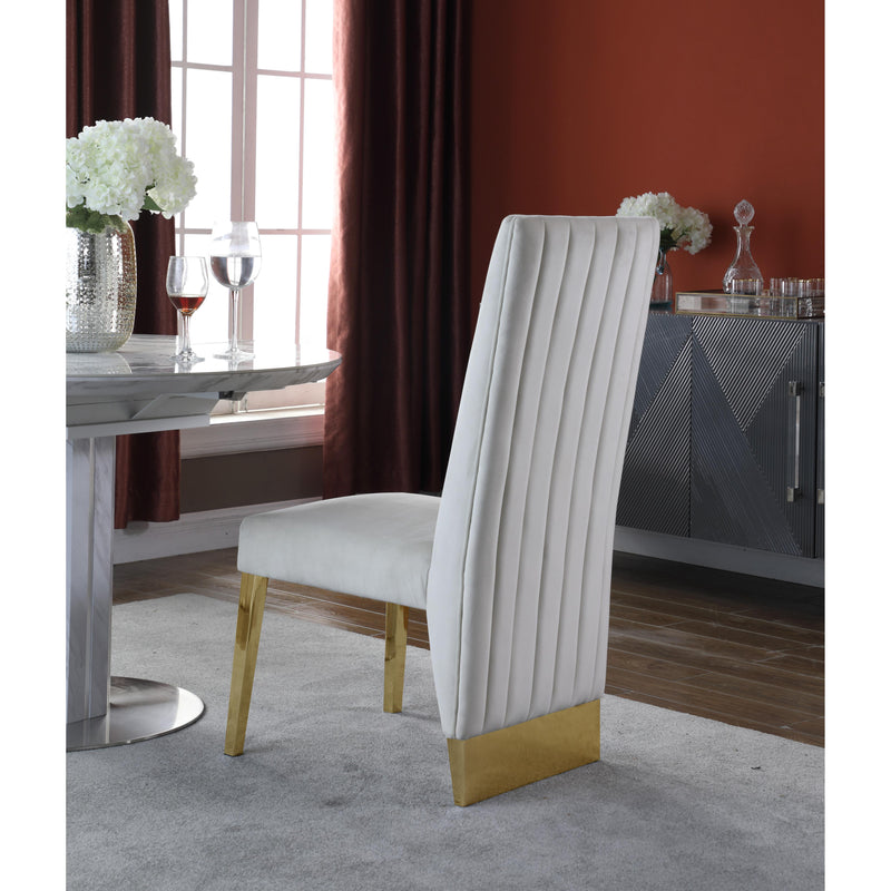 Meridian Porsha Cream Velvet Dining Chair IMAGE 4