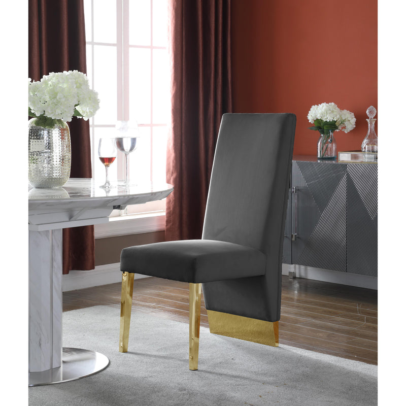 Meridian Porsha Grey Velvet Dining Chair IMAGE 3