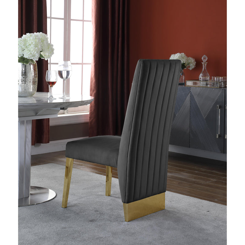 Meridian Porsha Grey Velvet Dining Chair IMAGE 4