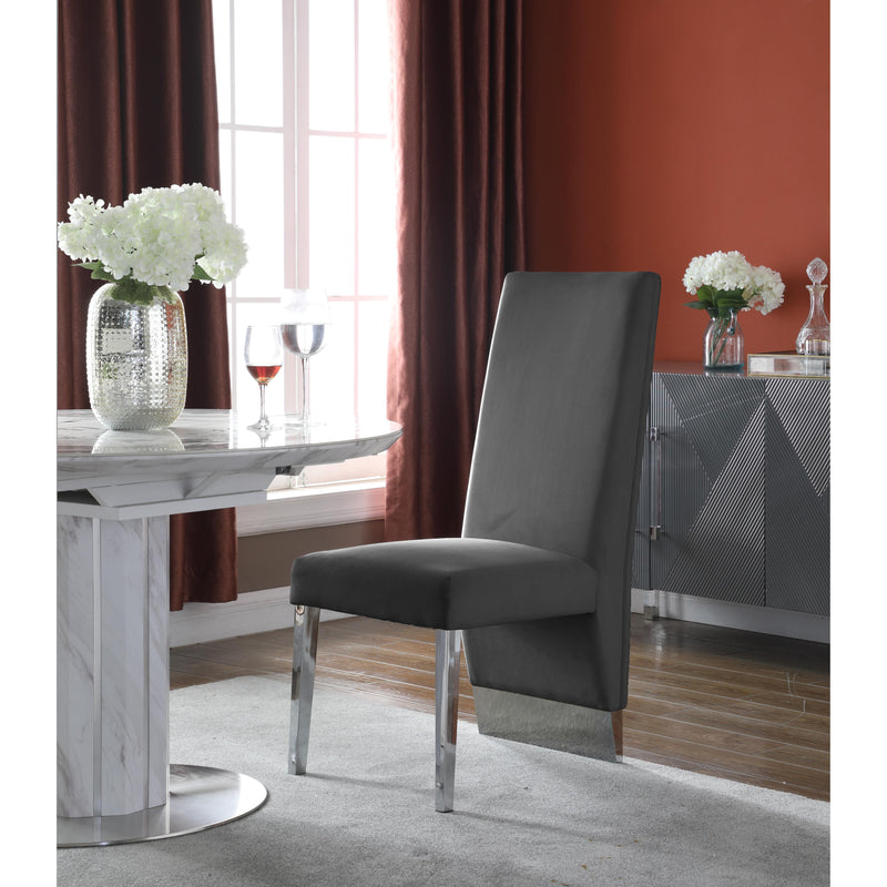 Meridian Porsha Grey Velvet Dining Chair IMAGE 3