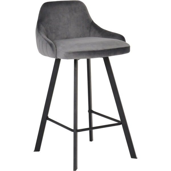 Meridian Viviene Grey Velvet Stool IMAGE 1