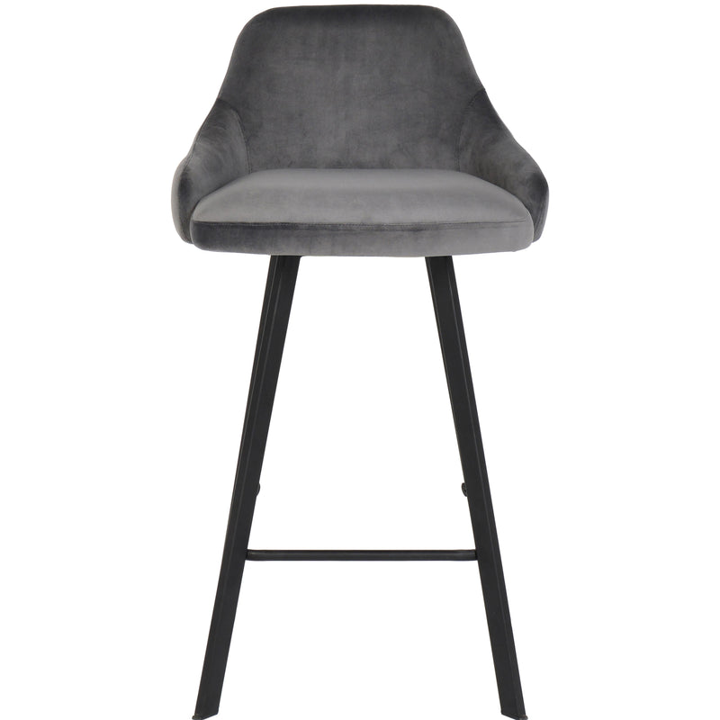 Meridian Viviene Grey Velvet Stool IMAGE 2