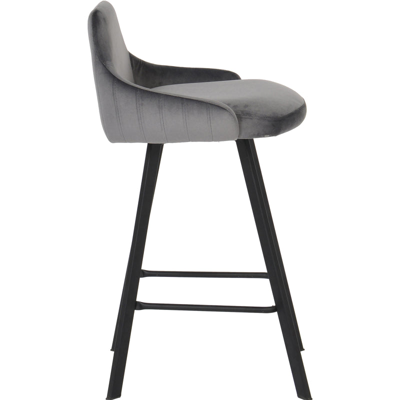 Meridian Viviene Grey Velvet Stool IMAGE 3