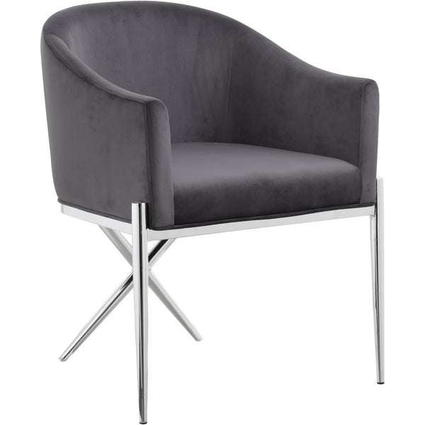 Meridian Xavier Grey Velvet Dining Chair IMAGE 1