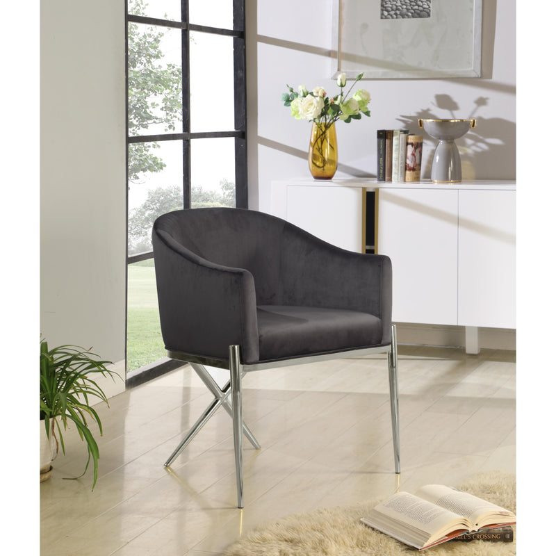 Meridian Xavier Grey Velvet Dining Chair IMAGE 4