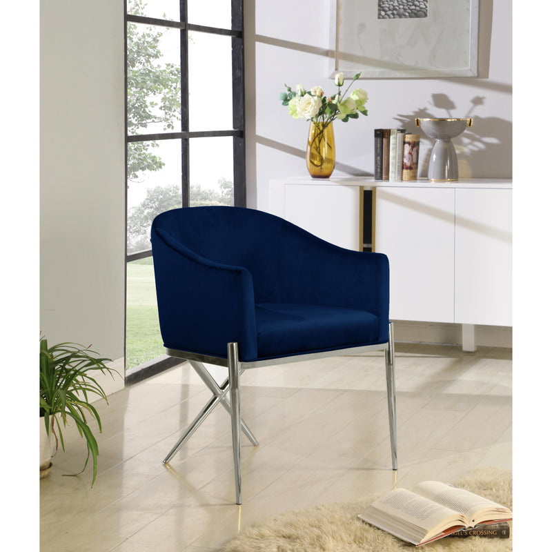 Meridian Xavier Navy Velvet Dining Chair IMAGE 4