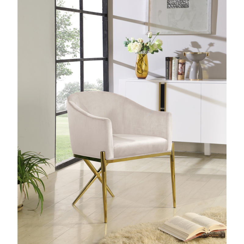 Meridian Xavier Cream Velvet Dining Chair IMAGE 4